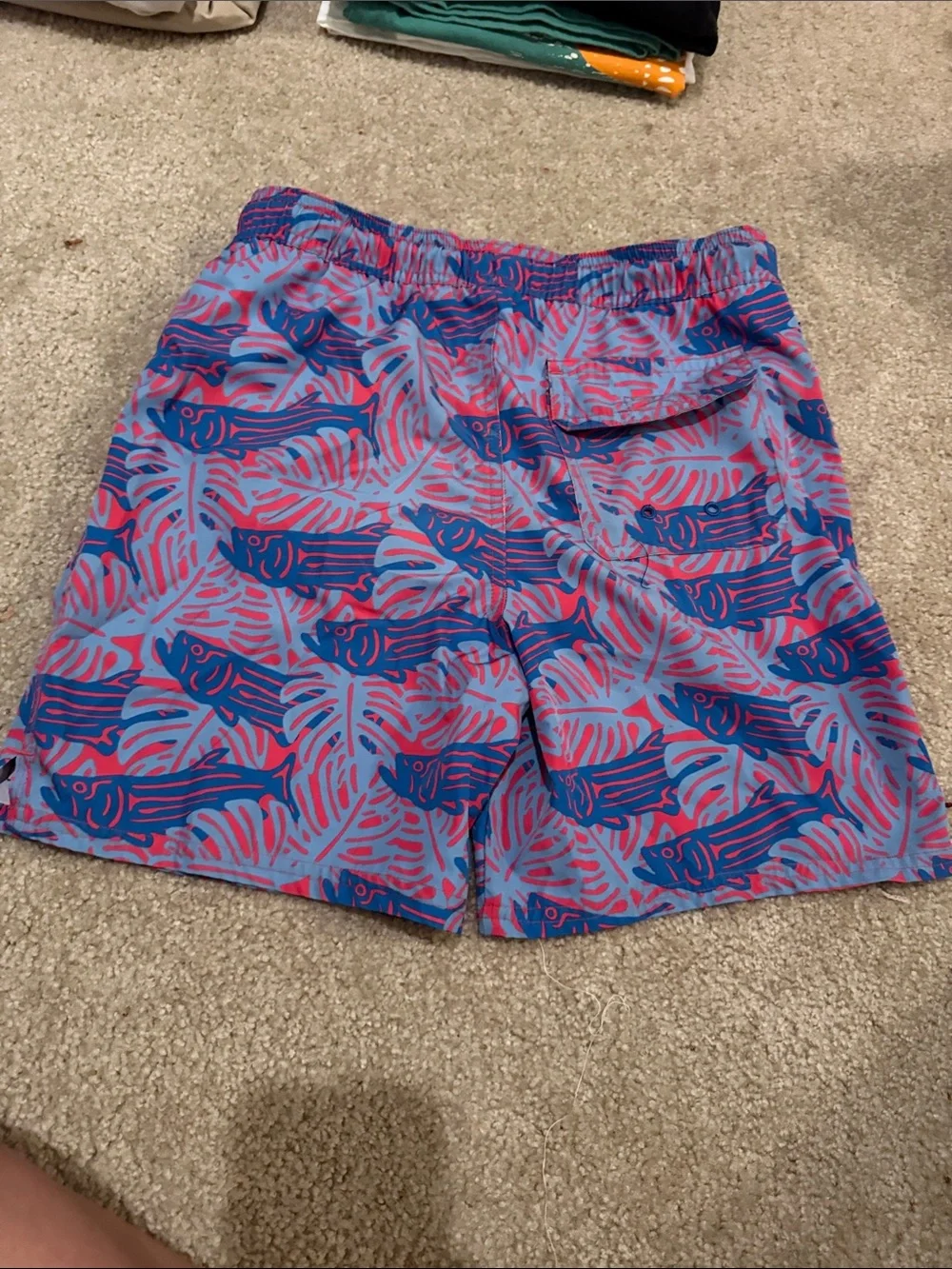 Vineyard Vines Blue & Pink Fish Print Hybrid Shorts